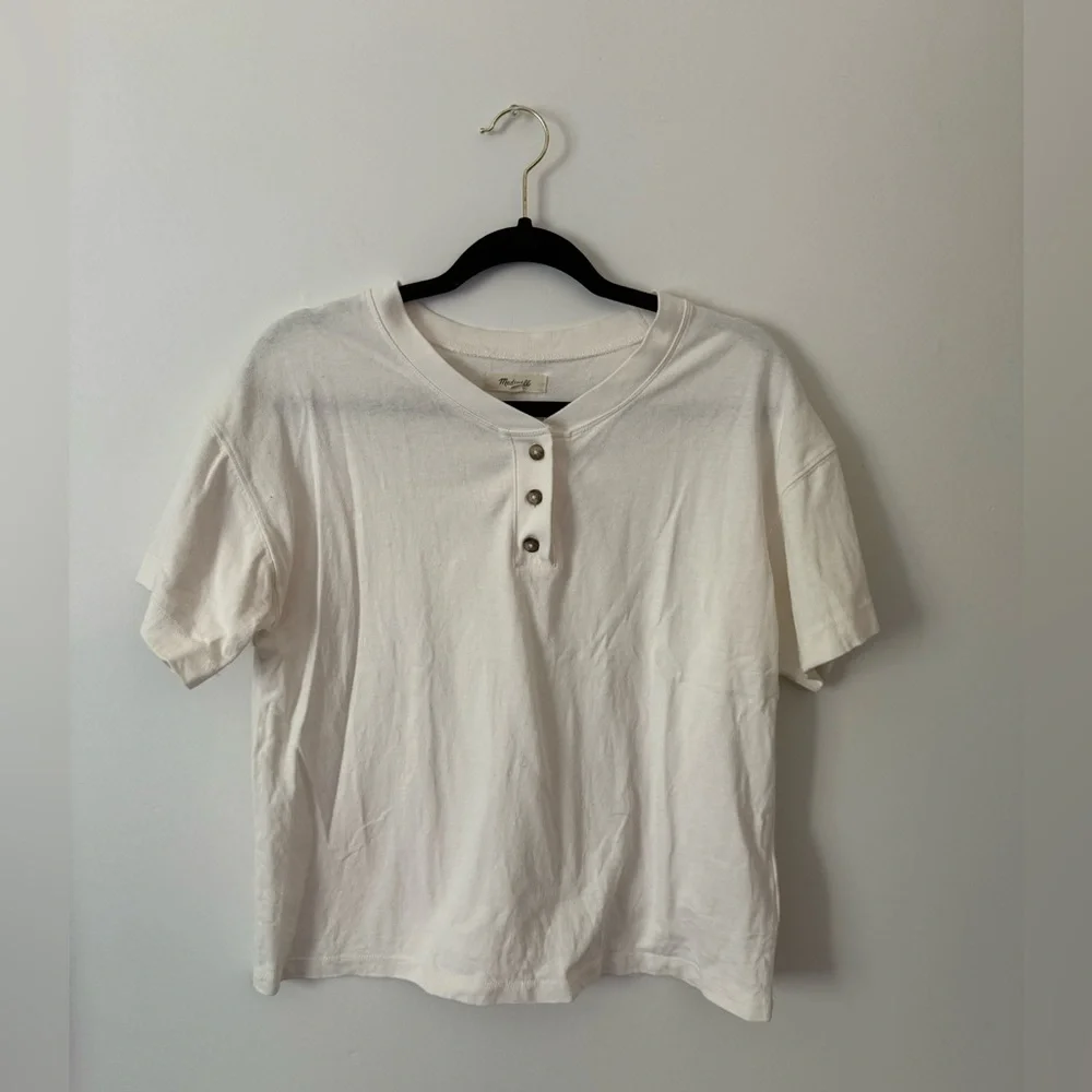 Madewell 100% Cotton Parkview Henley Tee Women’s Size Medium - Picture 5 of 9